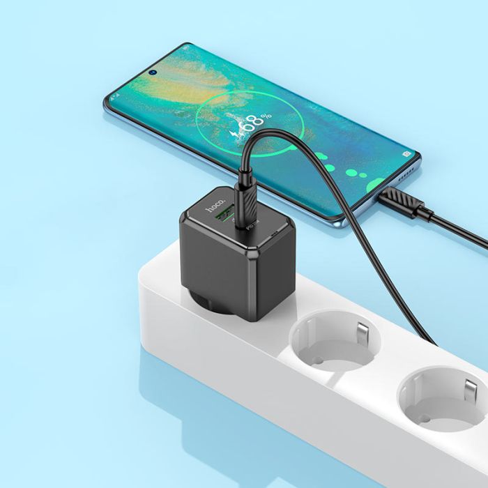 Мережна зарядка Hoco CS14A PD20W+QC3.0 (1USB-A/1C) + Type-C to Type-C Black
