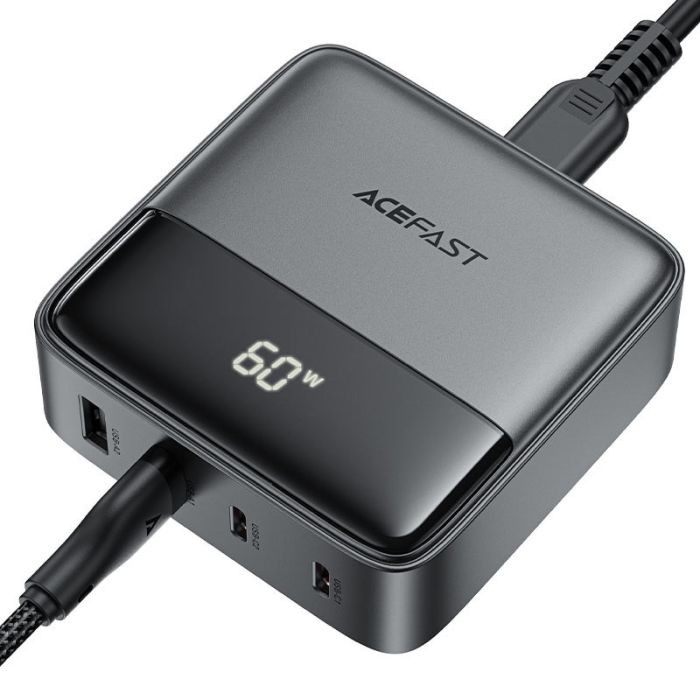 Мережева зарядка Acefast Z6 PD65W GaN (2*USB-C+2*USB-A) Black