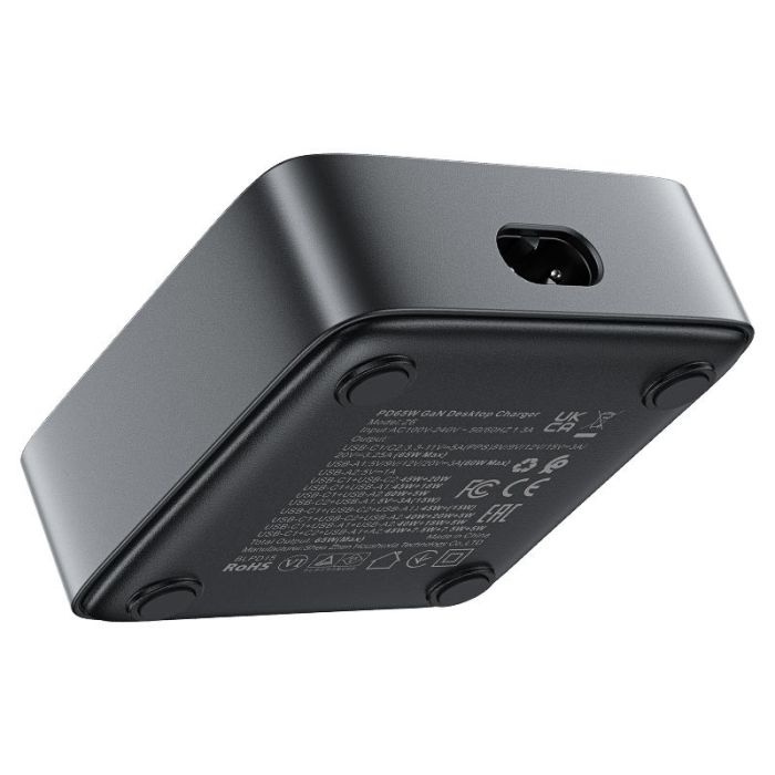 Мережева зарядка Acefast Z6 PD65W GaN (2*USB-C+2*USB-A) Black