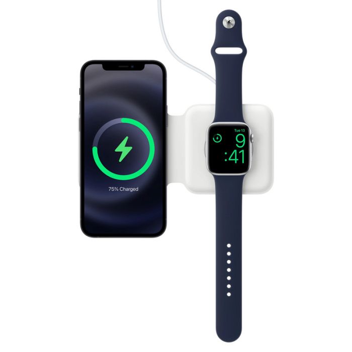 Бездротова зарядка Wireless Charger with Magsafe 2in1 для Apple (AAA) (box) White
