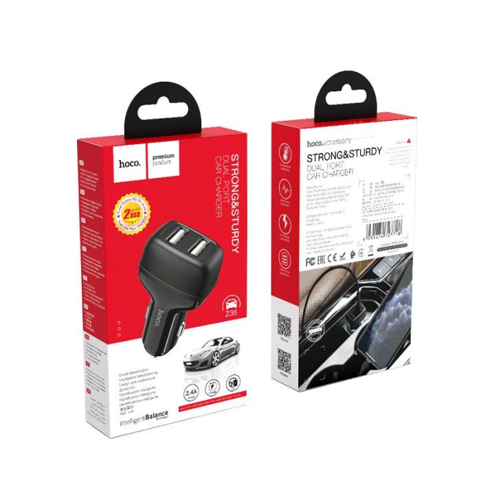 Автомобільна зарядка Hoco Z36 (2USB/2.4A) Чорний