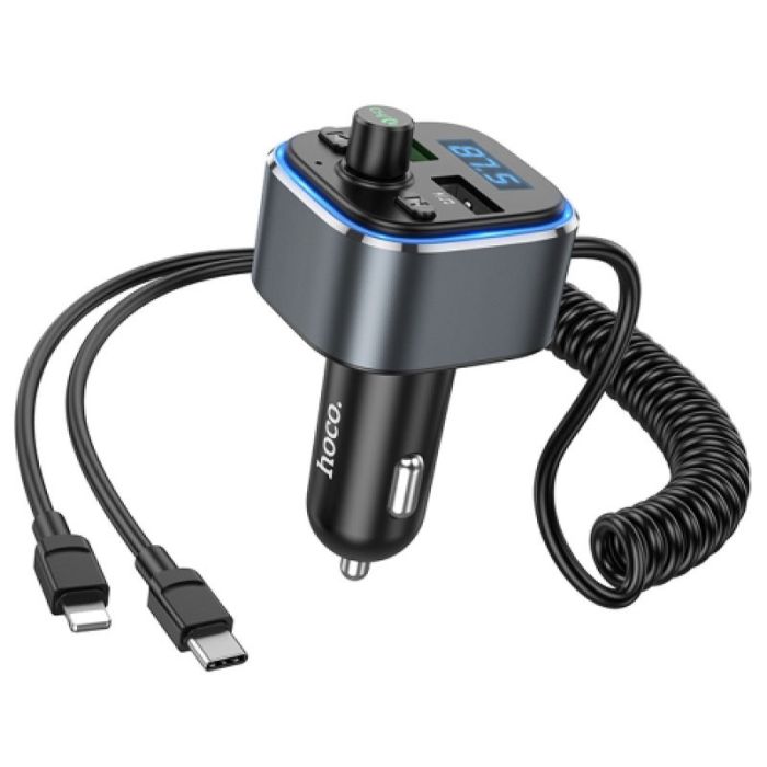 Автомобильная зарядка FM модулятор Hoco E74 Energy QC3.0 2in1 with cable Metal