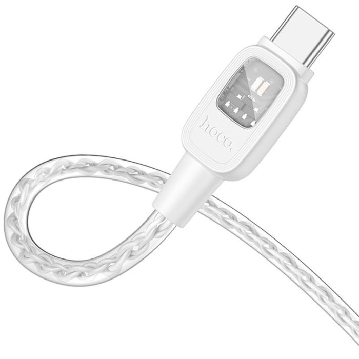 Дата кабель Hoco U124 Stone silicone power-off 60W Type-C to Type-C (1.2m) Gray
