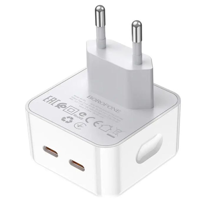 Мережева зарядка Borofone BA76A Source PD35W (2Type-C) White