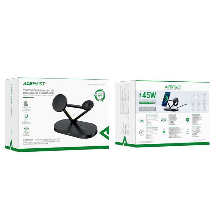 Безпроводова зарядка Acefast E9 desktop 3-in-1 Black