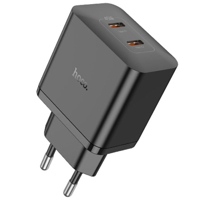 Мережева зарядка Hoco N35 Streamer PD45W (2C) Black
