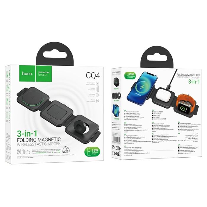 Бездротова зарядка Hoco CQ4 Unique 3-in1 Black