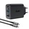 Мережеве заряджання Acefast A17 65W GaN multi-function HUB + кабель Type-C to Type-C Black
