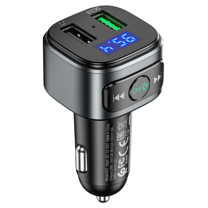 АЗУ FM модулятор HOCO E67 QC3.0 Черный