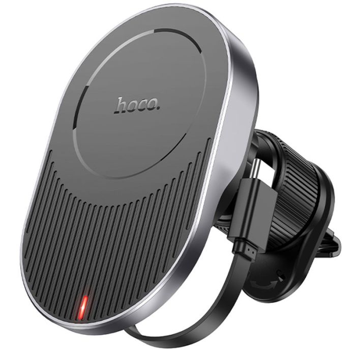 Автотримач із бездротовою зарядкою Hoco HW12 Guardian magnetic (air outlet) Black