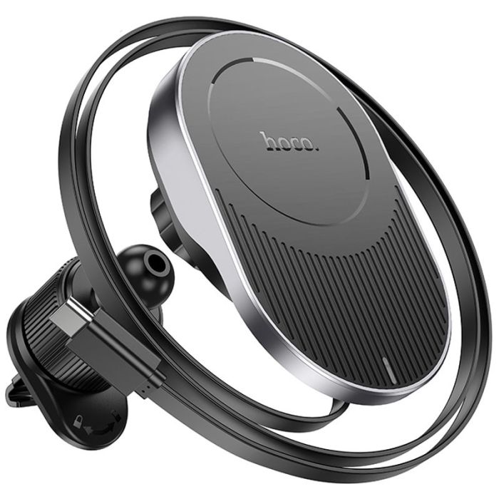 Автотримач із бездротовою зарядкою Hoco HW12 Guardian magnetic (air outlet) Black