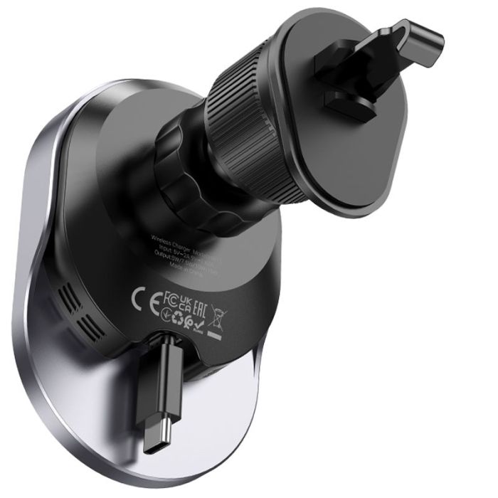 Автотримач із бездротовою зарядкою Hoco HW12 Guardian magnetic (air outlet) Black