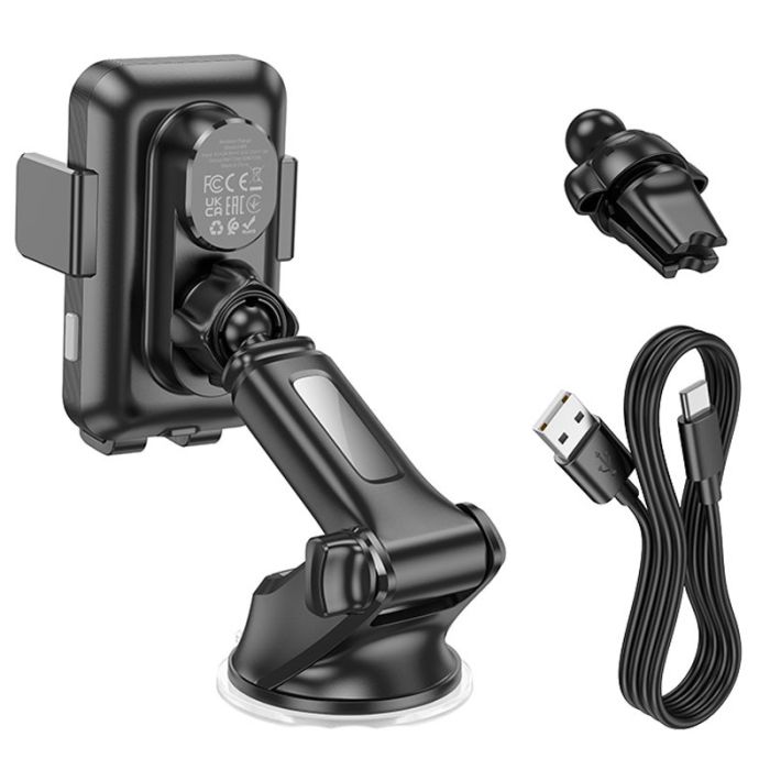Автотримач із бездротовою зарядкою Hoco HW9 Climber Black