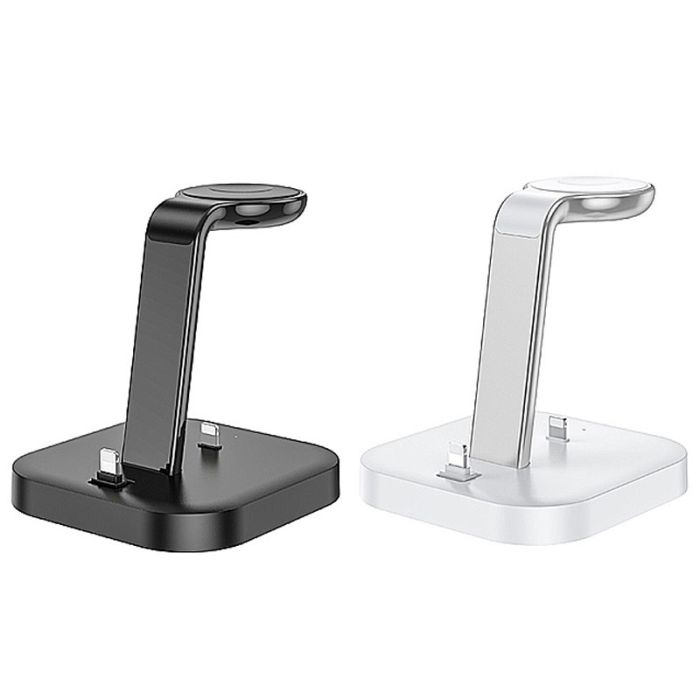 Бездротова зарядка Hoco CW43 Graceful 3-in-1 White