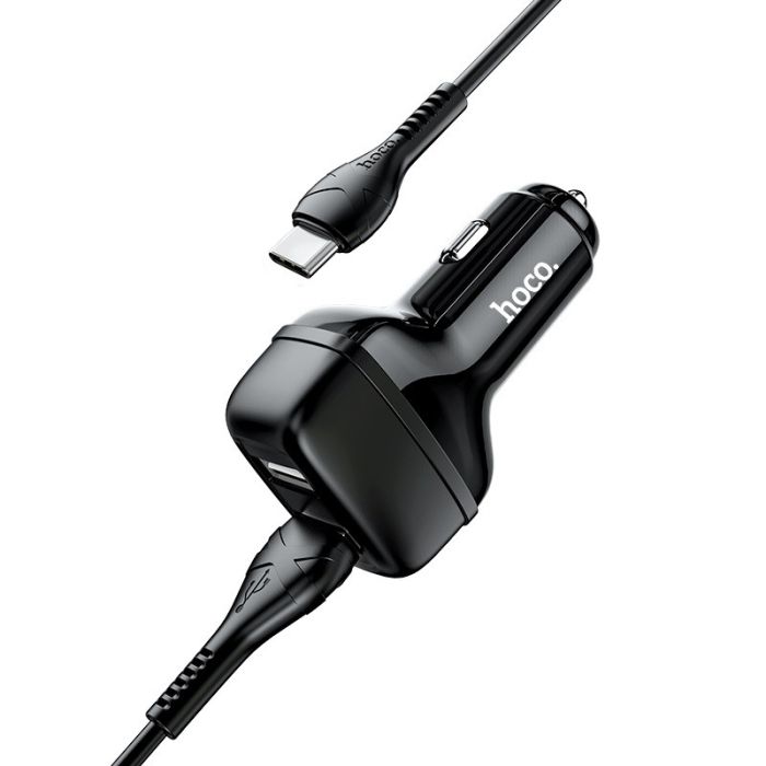 Автомобільна зарядка Hoco Z36 (2USB/2.4A) + Type-C Чорний