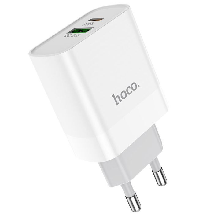Мережеве заряджання HOCO C80A Rapido PD20W+QC3.0 Type-C + USB Білий
