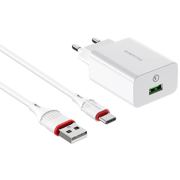 Зарядний пристрій USB для планшета Hoco Borofone BA21A QC3.0 1USB/3A + Type-C