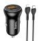 Автомобильная зарядка Hoco NZ5 Smooth road PD30W + QC3.0 + Type-C to Lightning Черный