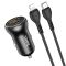 Автомобильная зарядка Hoco NZ5 Smooth road PD30W + QC3.0 + Type-C to Lightning Черный