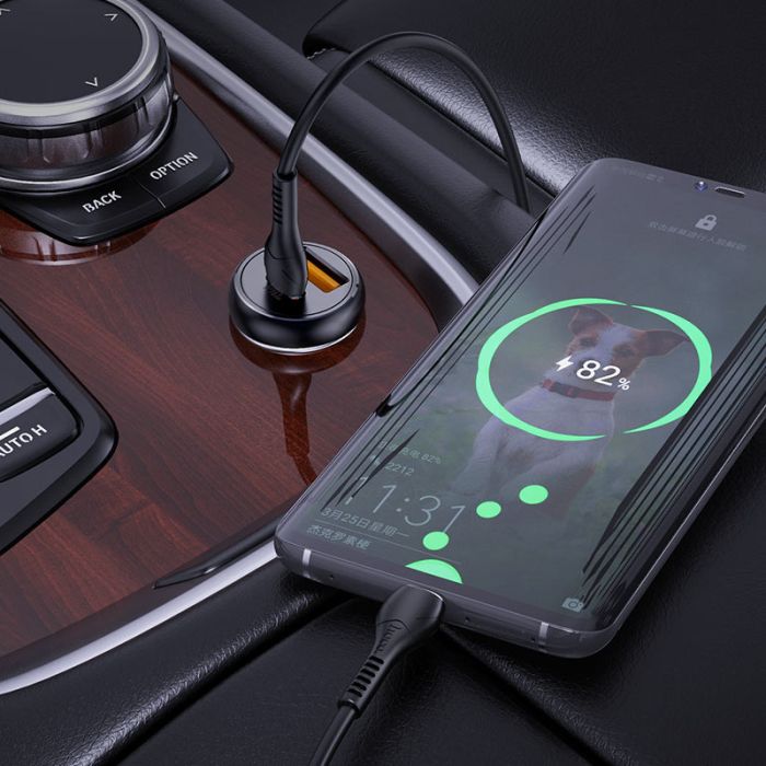 Автомобільна зарядка Hoco NZ5 Smooth road PD30W + QC3.0 + Type-C to Type-C Чорний
