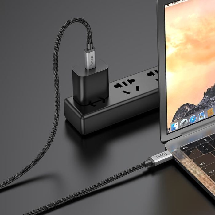 Дата кабель Hoco US06 Type-C to Type-C 100W USB3.2 20Gbps (2m) Black