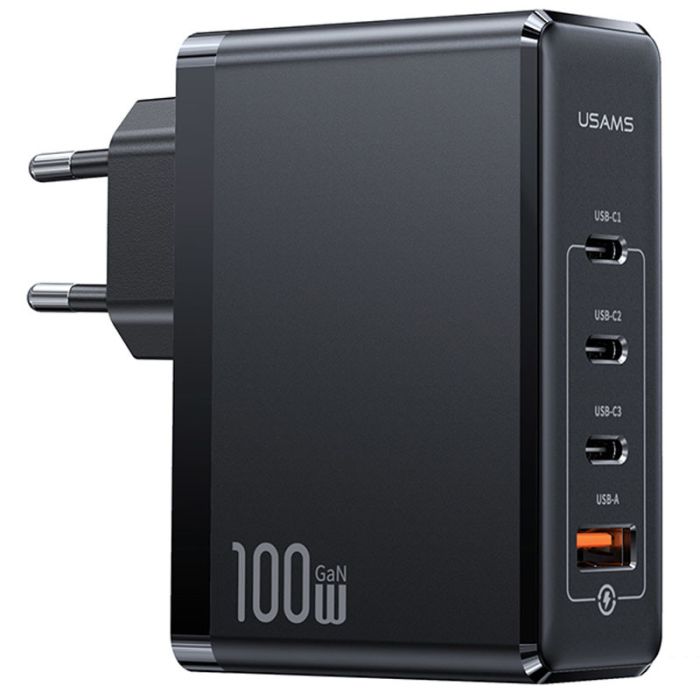 Зарядка Usams US-CC163 T50 100W 4 Ports ACCC GaN Fast Charger Black