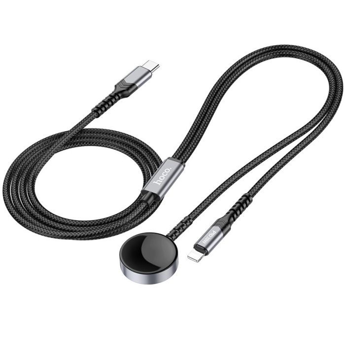 Беспроводная зарядка Hoco CW54 2in1 для Apple Watch + Type-C / Lightning White