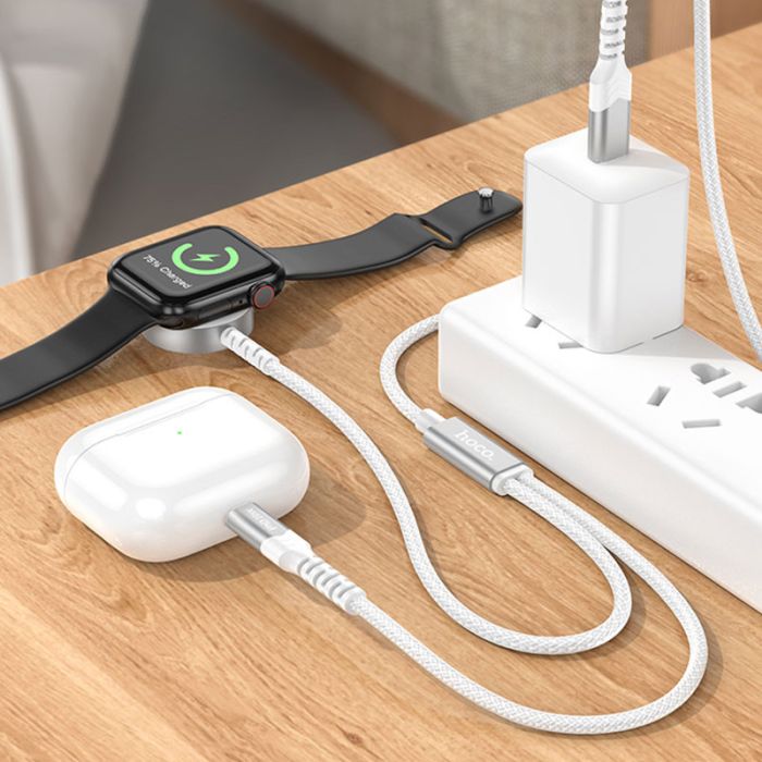 БЗУ Hoco CW54 2in1 for Apple Watch + Type-C / Lightning White