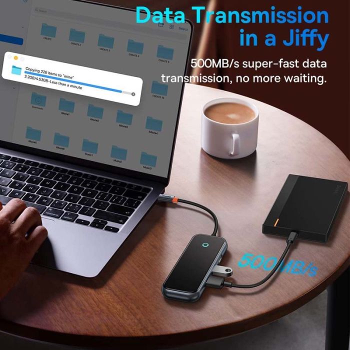 Переходник Baseus Hub AcmeJoy 7-Port Type-C (HDMI*1+USB3.0*2+USB2.0*1+Type-C PD&Data*1+SD/TF) (WKJZ) Dark