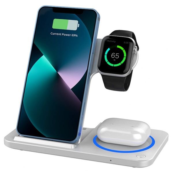 Бездротова зарядка WIWU Wi-W020 3 in 1 Wireless Charger White