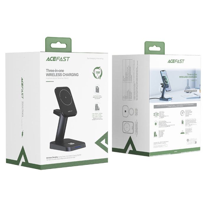 Бездротова зарядка Acefast E3 3-in-1 (with MagSafe) Black