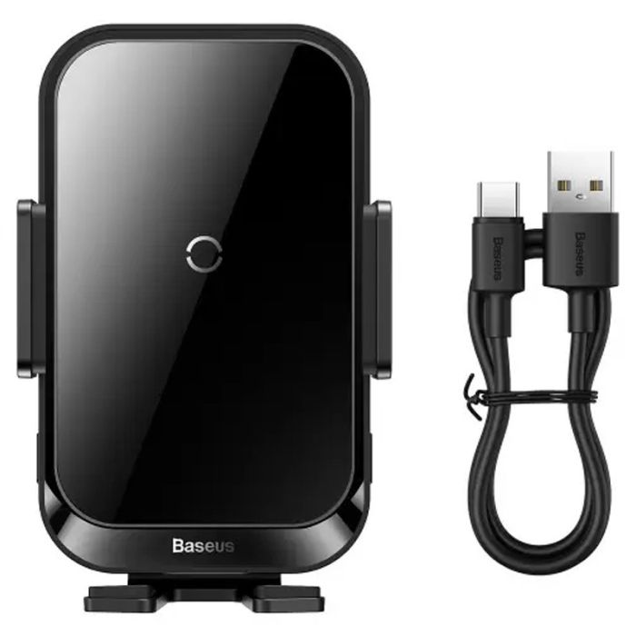 Автоутримувач із бездротовою зарядкою Baseus Halo Electric Wireless Charging Car Mount 15W (SUDD000001) Black