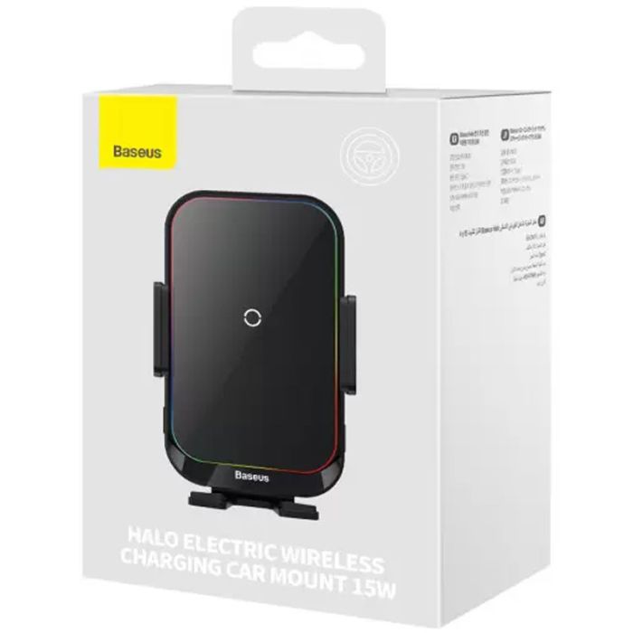 Автоутримувач із бездротовою зарядкою Baseus Halo Electric Wireless Charging Car Mount 15W (SUDD000001) Black