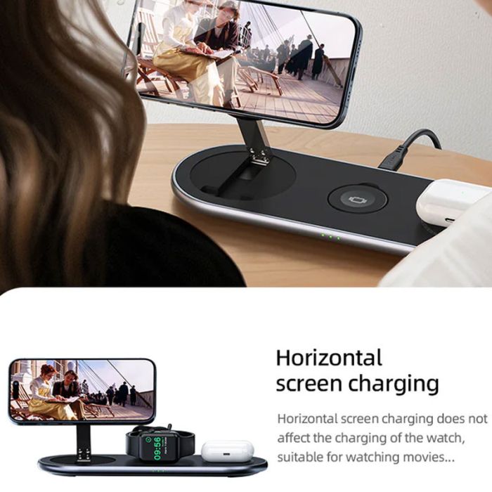 Бездротове заряджання Acefast E19 Qi2 desktop 3-in-1 Black
