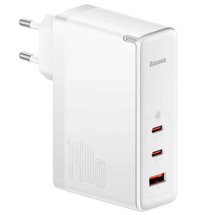 Сетевая зарядка Baseus GaN5 Pro 2Type-C+USB 140W EU (с Type-C to Type-C 140W (1m)) (CCGP100201) White