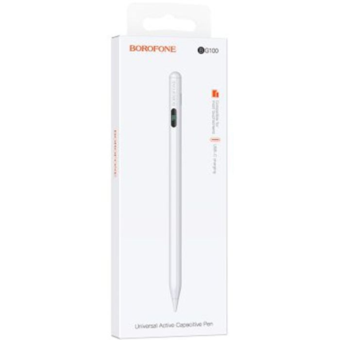 Стилус Borofone BG100 Universal active capacitive pen with digital display White