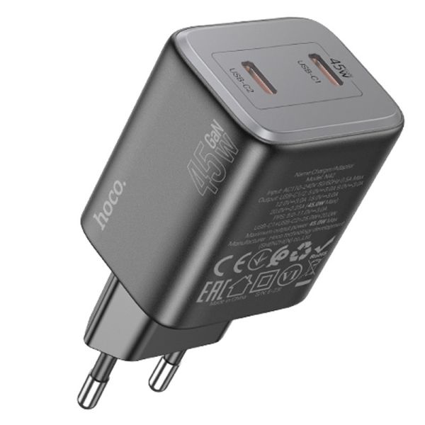 Мережева зарядка Hoco N42 Elogiado 2C PD45W White