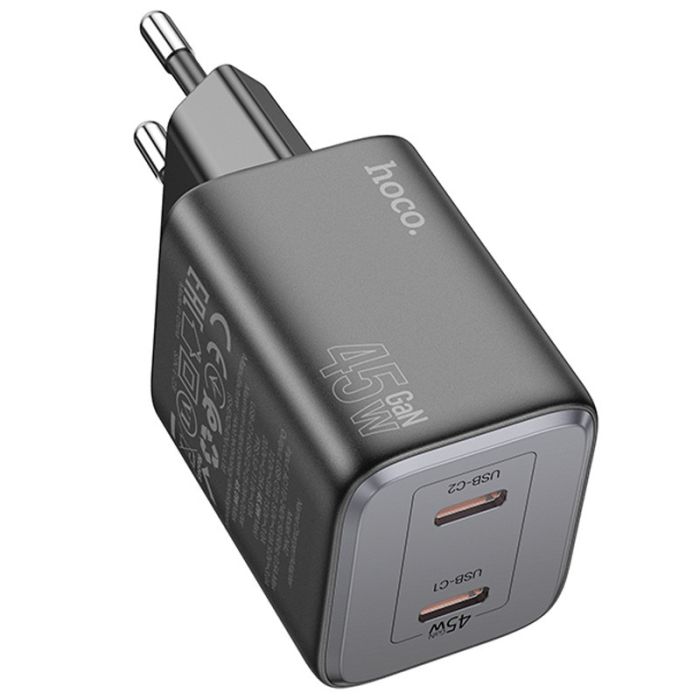 Мережева зарядка Hoco N42 Elogiado 2C PD45W White