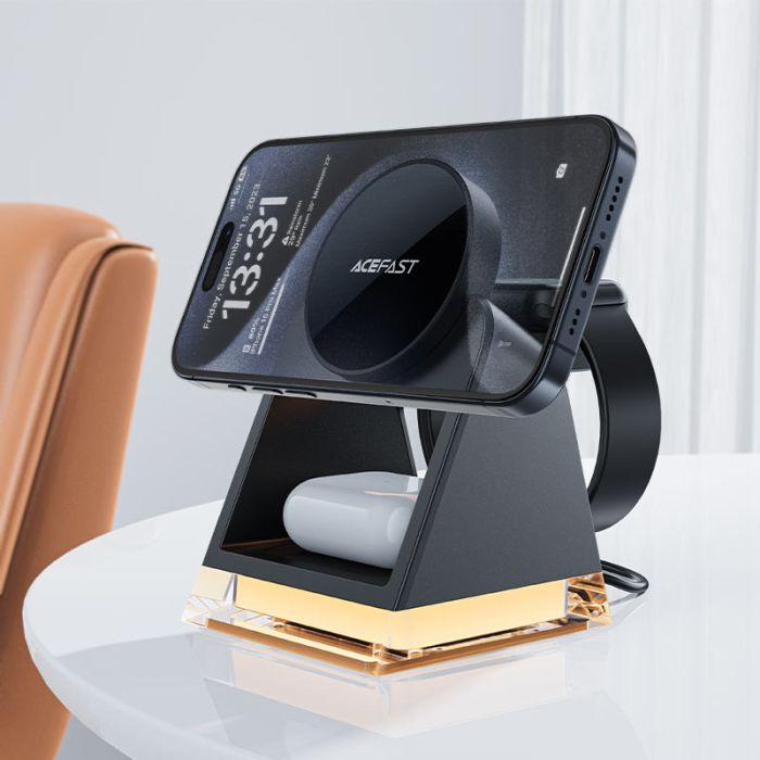 Безпроводова зарядка Acefast E17 desktop 3-in-1 Black