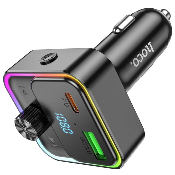 Автомобільна зарядка FM модулятор Hoco E81 Fantasy PD30W+QC3.0 Black