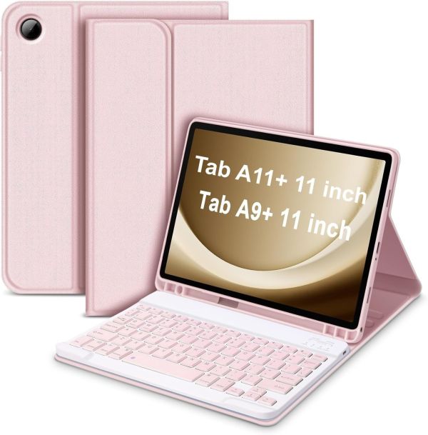 Чохол клавіатура Samsung Galaxy Tab A11+ / A9 Plus Bluetooth Keyboard with TP Pink