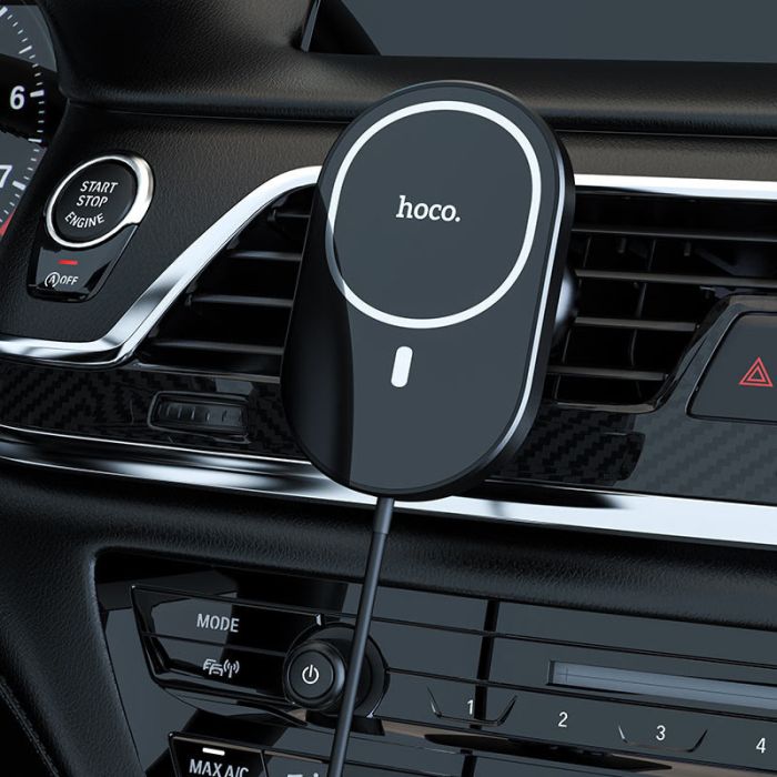 Автотримач із бездротовою зарядкою Hoco CA90, магнітний Чорний