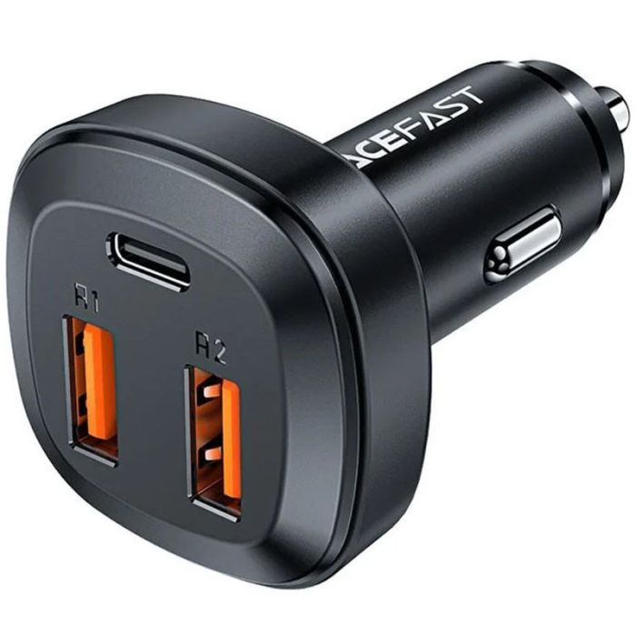 Автомобільна зарядка Acefast B9 66W (2USB-A+USB-C) три port metal car charger Black
