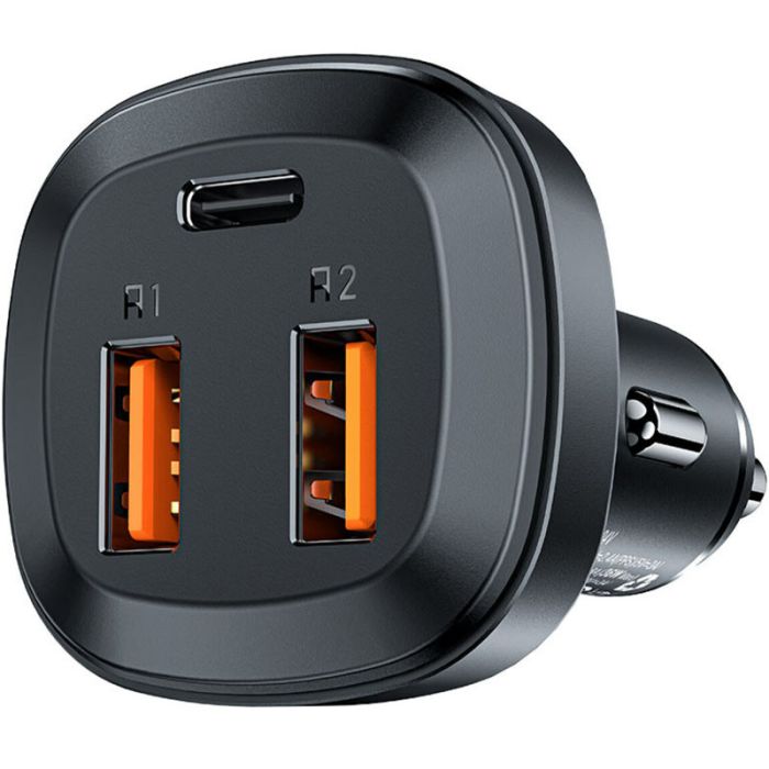 Автомобільна зарядка Acefast B9 66W (2USB-A+USB-C) три port metal car charger Black