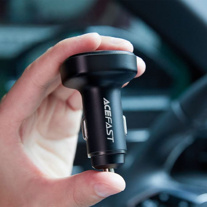 Автомобільна зарядка Acefast B9 66W (2USB-A+USB-C) три port metal car charger Black