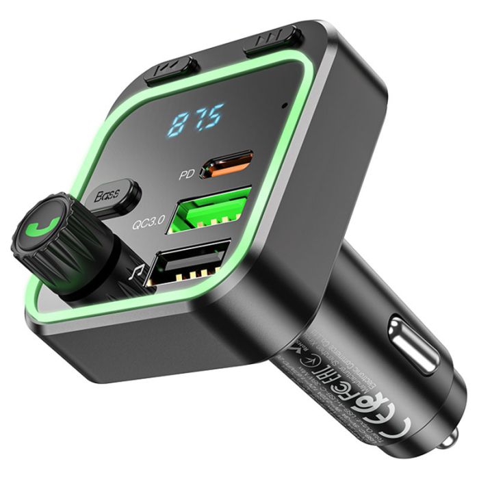 Автомобільна зарядка FM-модулятор Borofone BC53 Highway PD20W+QC3.0 Black