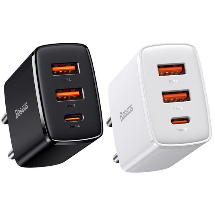 Мережева зарядка Baseus Compact Quick Charger 30W QC+ PD (1Type-C + 2USB) (CCXJ-E) Чорний