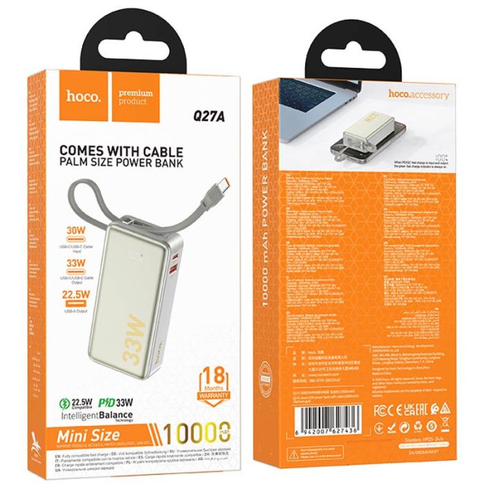 Power Bank Hoco Q27A Jewel 22.5W+PD33W 10000 mAh Titanium