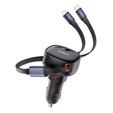 Автомобільна зарядка Baseus Enjoyment Pro Car Charger C + Retractable Type-C and Lightning 60W (C00057802111-0) Cluster