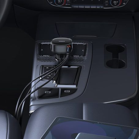 Автомобільна зарядка Baseus Enjoyment Pro Car Charger C + Retractable Type-C and Lightning 60W (C00057802111-0) Cluster